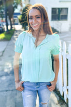 Load image into Gallery viewer, Elegant You Lilac Notched Neck Smocked Short Sleeve Blouse
