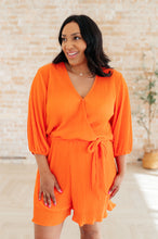 Load image into Gallery viewer, WHITE BIRCH- Roll With me Romper in Tangerine
