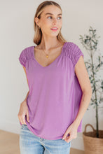 Load image into Gallery viewer, DEAR SCARLETT- Ruched Cap Sleeve Top in Lavender
