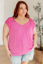 Load image into Gallery viewer, DEAR SCARLETT-  Ruched Cap Sleeve Top in Magenta
