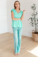 Load image into Gallery viewer, DEAR SCARLETT- Ruched Cap Sleeve Top in Neon Blue
