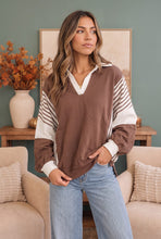 Load image into Gallery viewer, Back to School Color Block Pullover in Mocha
