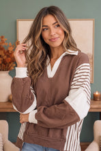 Load image into Gallery viewer, Back to School Color Block Pullover in Mocha
