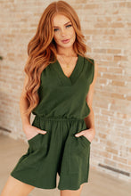 Load image into Gallery viewer, SP24- Sleeveless V-Neck Romper in Army Green
