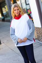Load image into Gallery viewer, Red/White Hacci Color Block Jacquard Knit Turtleneck
