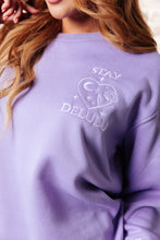 Load image into Gallery viewer, Stay Delulu Scuba Sweatshirt Periwinkle- WITH LOVE MOLLY
