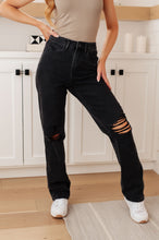 Load image into Gallery viewer, JB Susannah High Rise Rigid Magic 90&#39;s Distressed Straight Jeans in Black
