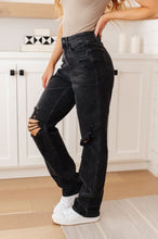 Load image into Gallery viewer, JB Susannah High Rise Rigid Magic 90&#39;s Distressed Straight Jeans in Black
