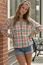 Load image into Gallery viewer, Peachy Picnic Plaid Top
