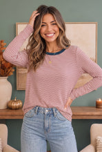Load image into Gallery viewer, Stripe It Up Long Sleeve Tee in Red

