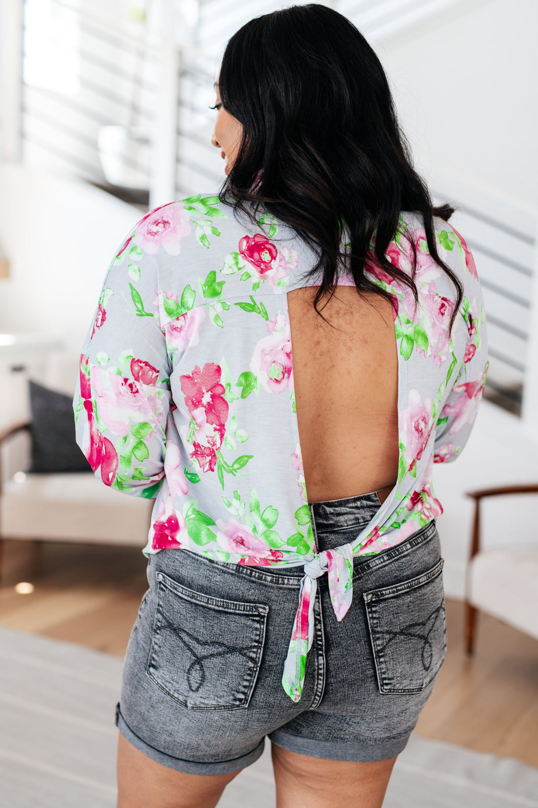 SEW IN LOVE- Thinking on It Open Back Floral Top