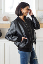 Load image into Gallery viewer, This Is It Faux Leather Bomber Jacket In Black (Reg &amp; Curvy)
