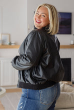 Load image into Gallery viewer, This Is It Faux Leather Bomber Jacket In Black (Reg &amp; Curvy)
