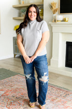 Load image into Gallery viewer, 111 NORTH- This Little Life Mock Neck Short Sleeve Sweater in Grey
