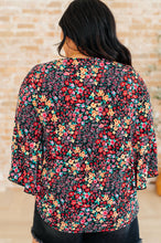 Load image into Gallery viewer, DEAR SCARLETT- Willow Bell Sleeve Top in Black Multi Ditsy Floral
