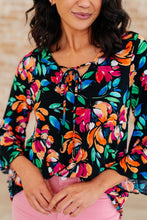 Load image into Gallery viewer, DEAR SCARLETT- Willow Bell Sleeve Top in Black and Emerald Floral
