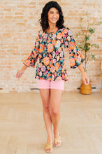 Load image into Gallery viewer, DEAR SCARLETT- Willow Bell Sleeve Top in Black and Persimmon Floral
