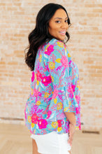 Load image into Gallery viewer, DEAR SCARLETT- Willow Bell Sleeve Top in Bright Blue Floral
