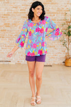 Load image into Gallery viewer, DEAR SCARLETT- Willow Bell Sleeve Top in Bright Blue Floral
