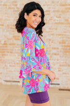 Load image into Gallery viewer, DEAR SCARLETT- Willow Bell Sleeve Top in Bright Blue Floral

