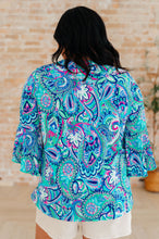 Load image into Gallery viewer, DEAR SCARLETT- Willow Bell Sleeve Top in Emerald and Royal Paisley
