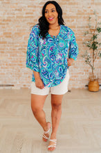 Load image into Gallery viewer, DEAR SCARLETT- Willow Bell Sleeve Top in Emerald and Royal Paisley
