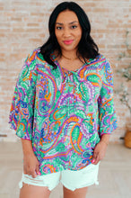 Load image into Gallery viewer, DEAR SCARLETT- Willow Bell Sleeve Top in Lavender Mint Paisley
