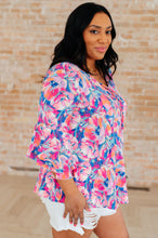 Load image into Gallery viewer, DEAR SCARLETT- Willow Bell Sleeve Top in Royal Brushed Floral
