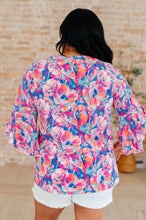 Load image into Gallery viewer, DEAR SCARLETT- Willow Bell Sleeve Top in Royal Brushed Floral
