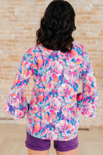 Load image into Gallery viewer, DEAR SCARLETT- Willow Bell Sleeve Top in Royal Brushed Floral
