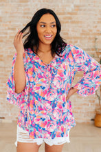 Load image into Gallery viewer, DEAR SCARLETT- Willow Bell Sleeve Top in Royal Brushed Floral
