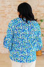 Load image into Gallery viewer, DEAR SCARLETT- Willow Bell Sleeve Top in Royal Brushed Multi
