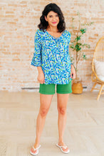 Load image into Gallery viewer, DEAR SCARLETT- Willow Bell Sleeve Top in Royal Brushed Multi

