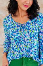 Load image into Gallery viewer, DEAR SCARLETT- Willow Bell Sleeve Top in Royal Brushed Multi
