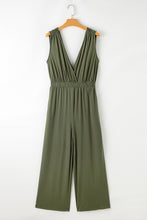 Load image into Gallery viewer, Jungle Green Deep V Pleated Crisscross Wide Leg Backless Jumpsuit
