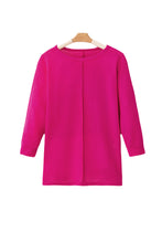 Load image into Gallery viewer, Rose Red Textured Center Seam Long Sleeve Split Top
