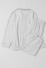 Load image into Gallery viewer, Gray Solid Half Zipped Drawstring High Waist Lounge Set
