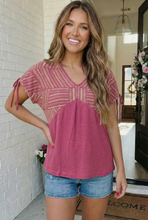 Load image into Gallery viewer, Berry Sweet Stripe Texture Top
