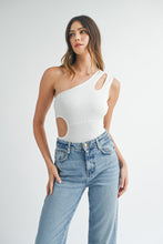 Load image into Gallery viewer, MABLE One Shoulder Ribbed Cutout Detail Bodysuit
