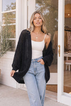Load image into Gallery viewer, Hole in One Black Openwork Knit Cardigan
