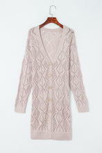 Load image into Gallery viewer, FASHION HOUSE- Khaki Hollow-out Openwork Knit Cardigan
