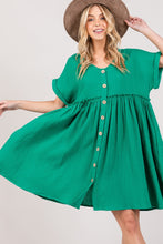 Load image into Gallery viewer, Full Size Button Up Short Sleeve Dress- SAGE + FIG
