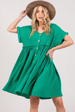 Load image into Gallery viewer, Full Size Button Up Short Sleeve Dress- SAGE + FIG
