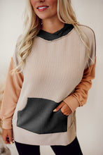 Load image into Gallery viewer, FASHION HOUSE- Smoke Gray Color Block High Low Textured Hoodie
