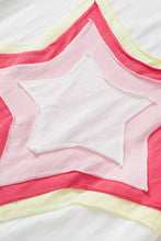 Load image into Gallery viewer, White Colorblock Star Patched Half Sleeve Oversized Tee
