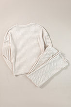 Load image into Gallery viewer, Khaki Ribbed Knit V Neck Slouchy Two-piece Outfit
