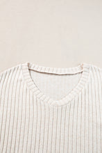 Load image into Gallery viewer, Khaki Ribbed Knit V Neck Slouchy Two-piece Outfit
