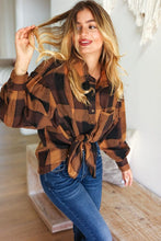 Load image into Gallery viewer, Rock'n Plaid Camel &amp; Charcoal Button Down Oversized Shirt
