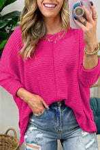 Load image into Gallery viewer, Rose Red Textured Center Seam Long Sleeve Split Top
