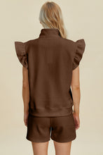 Load image into Gallery viewer, Full Size Texture Flounce Sleeve Top and Shorts Set- Double Take
